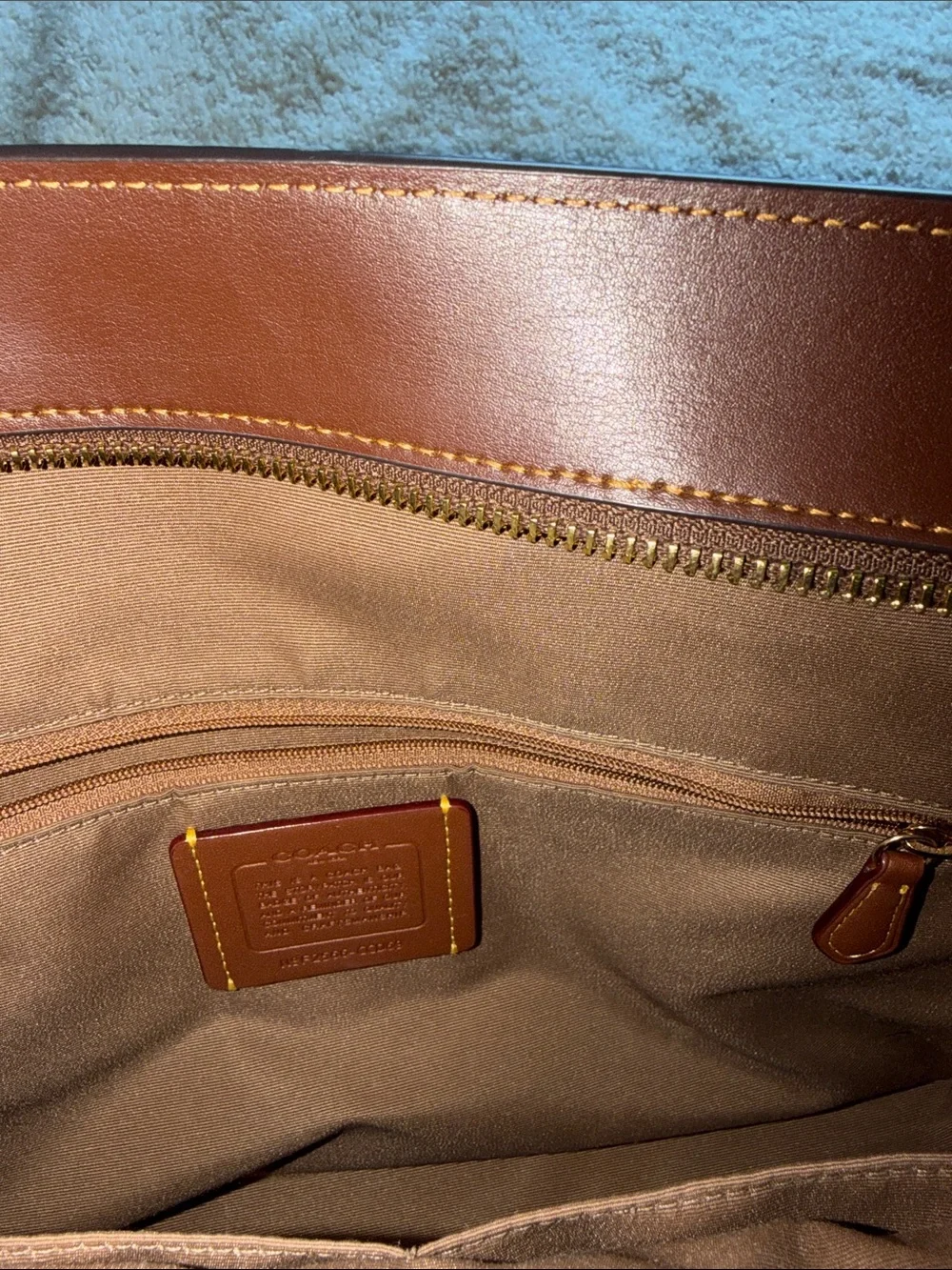 Authentic Coach Brown Signature Canvas Station Tote with Leather Trim
